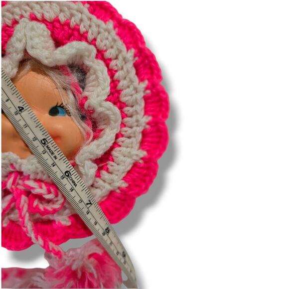 Vintage plastic Doll Face crochet Potholder Set of 3, Handmade Doily Cottagecore - Picture 2 of 7